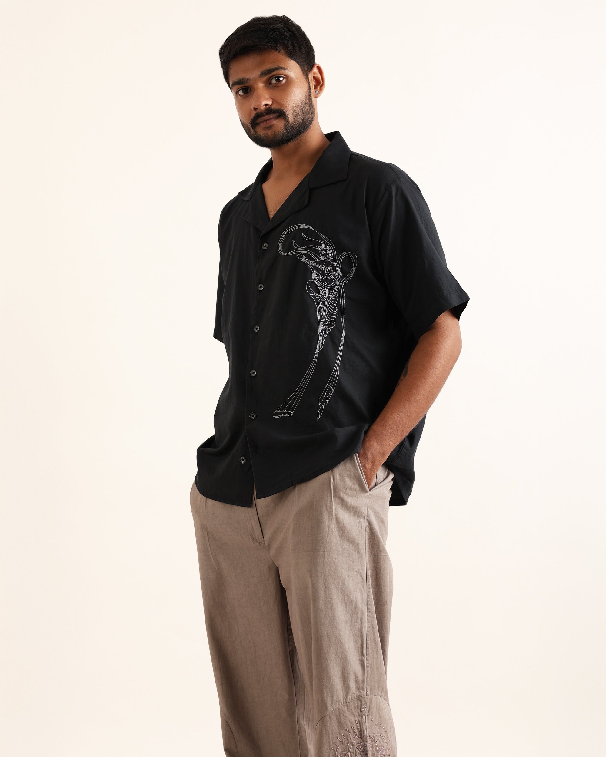 DEB BLACK ZARI HAND EMBROIDERED UNISEX SHIRT