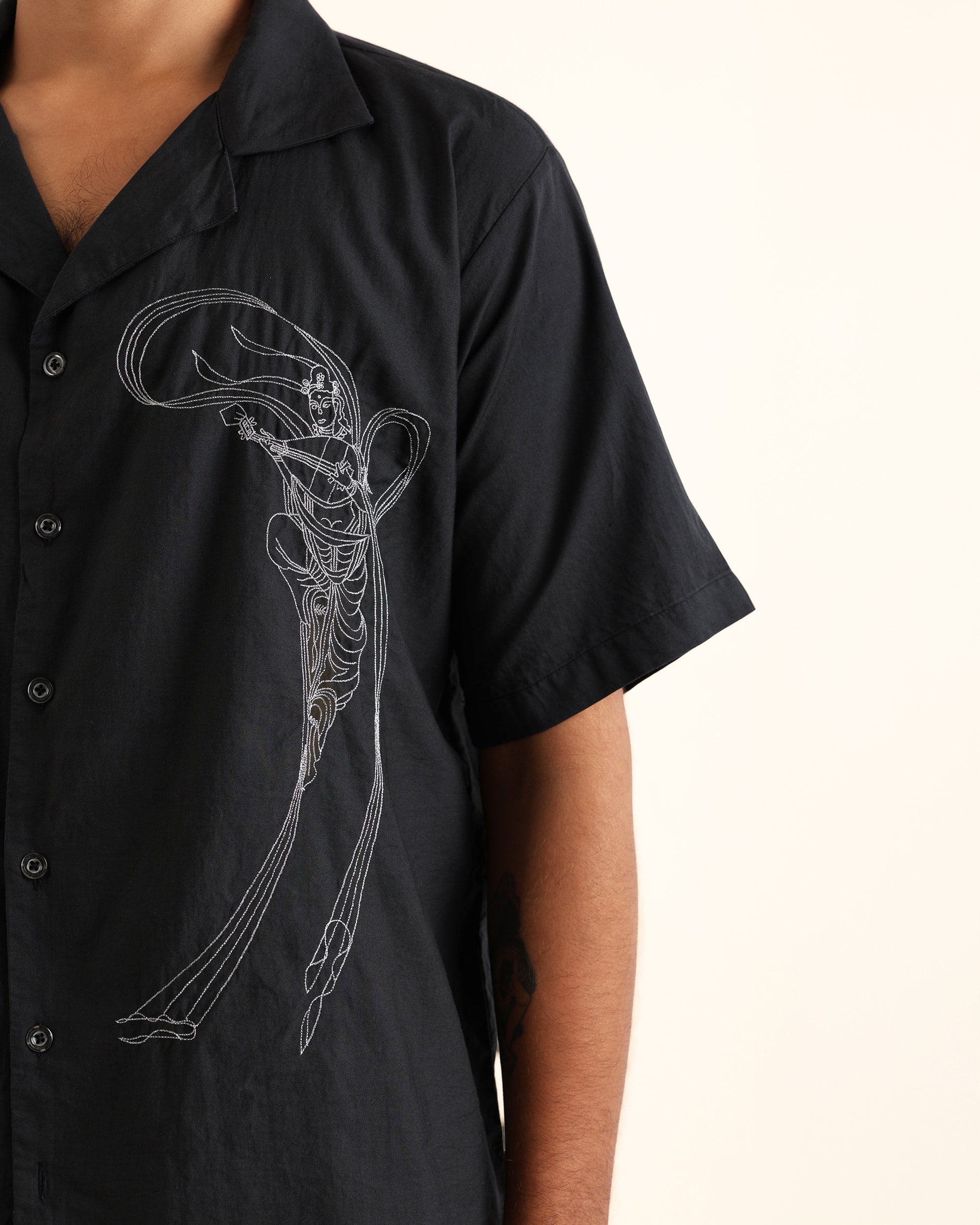 DEB BLACK ZARI HAND EMBROIDERED UNISEX SHIRT