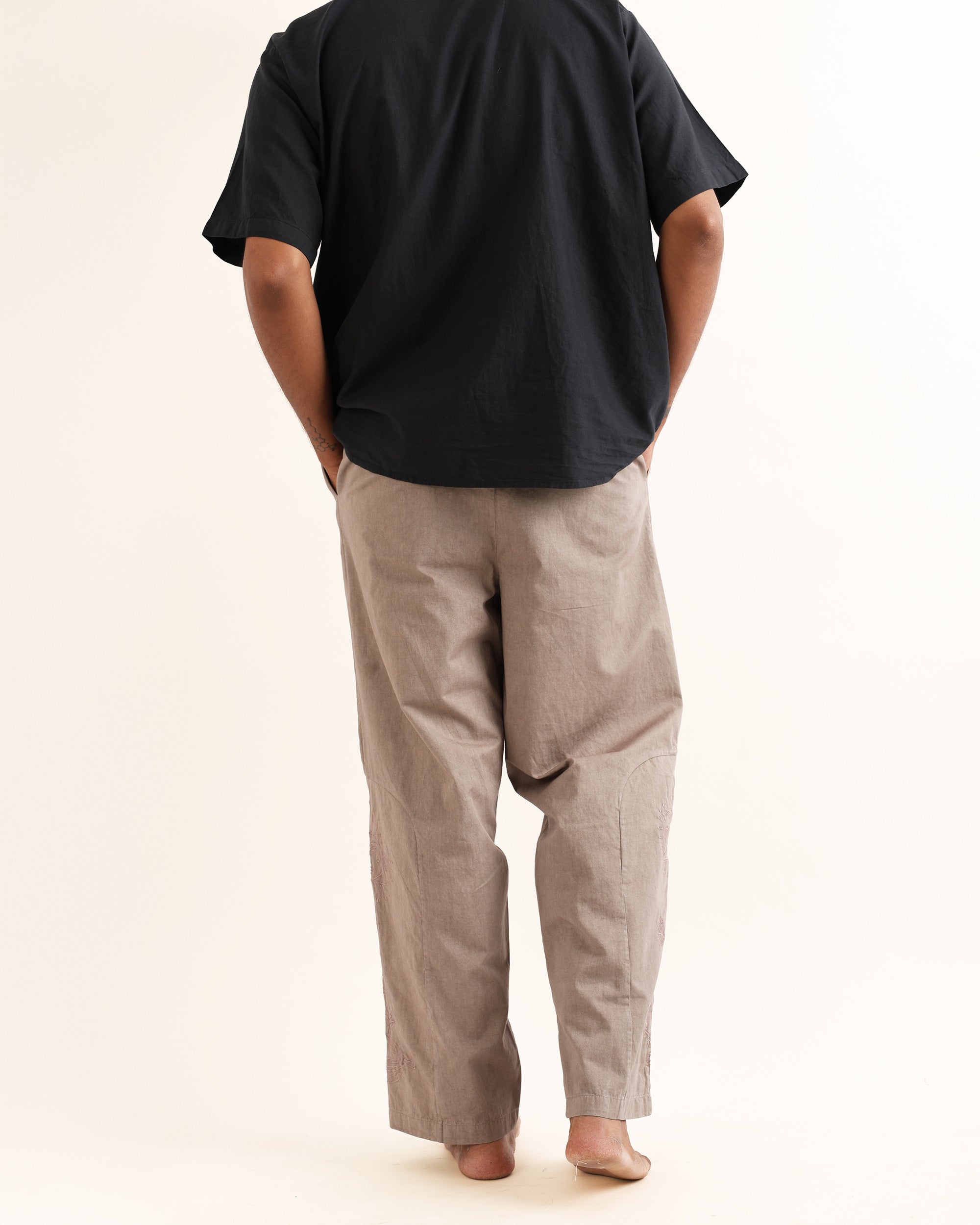 NAGA TAUPE HAND EMBROIDERED PANT