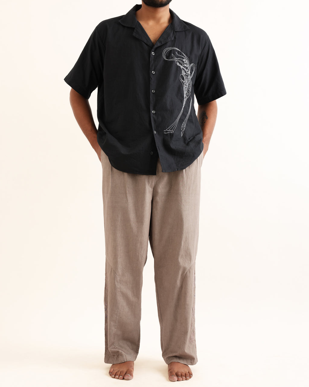 DEB BLACK ZARI HAND EMBROIDERED UNISEX SHIRT