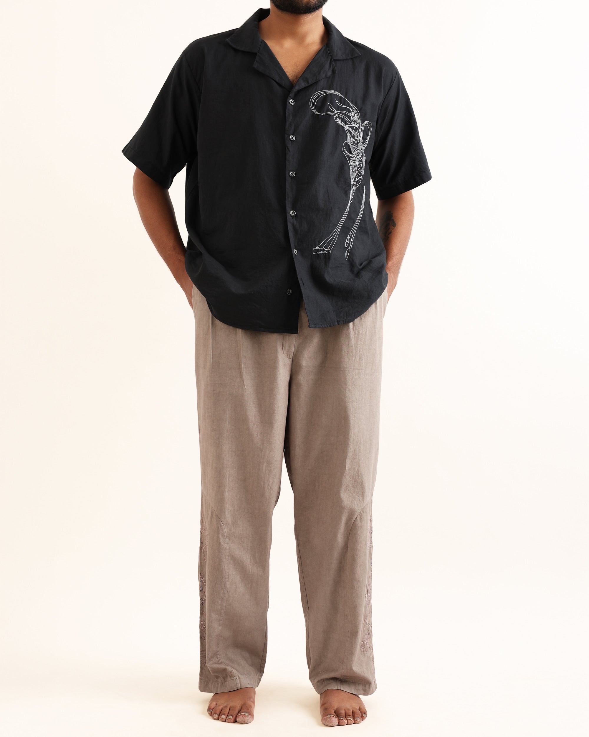 DEB BLACK ZARI HAND EMBROIDERED UNISEX SHIRT