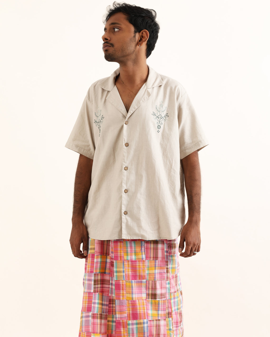 THAPA GREY AARI HAND EMBROIDERED UNISEX SHIRT