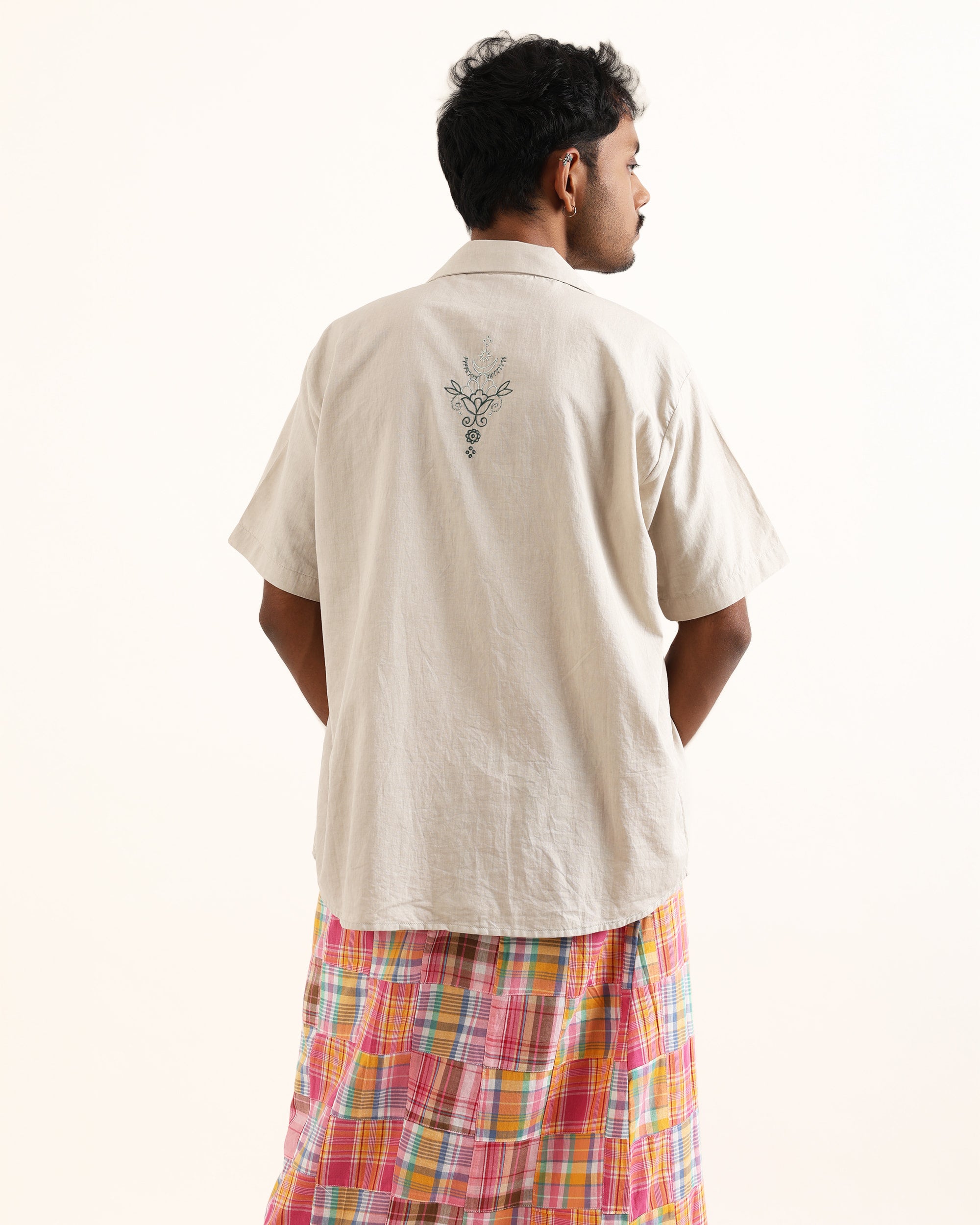 THAPA GREY AARI HAND EMBROIDERED UNISEX SHIRT