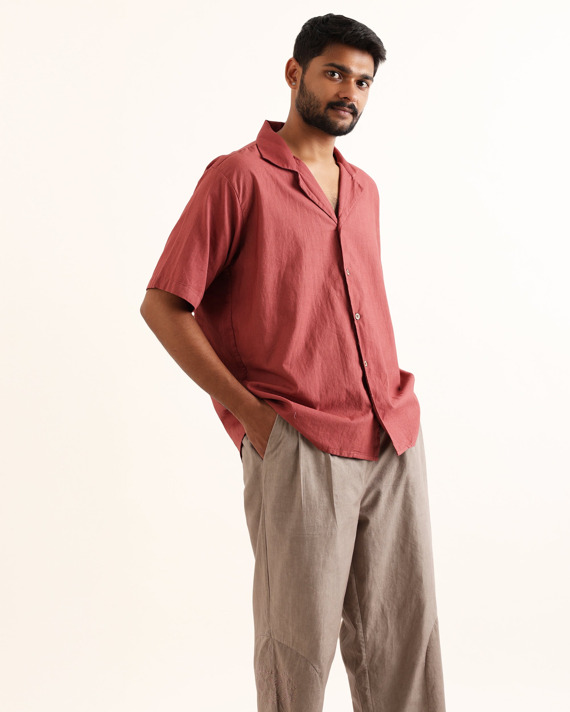 ROOP RUSSET AARI HAND EMBROIDERED UNISEX SHIRT