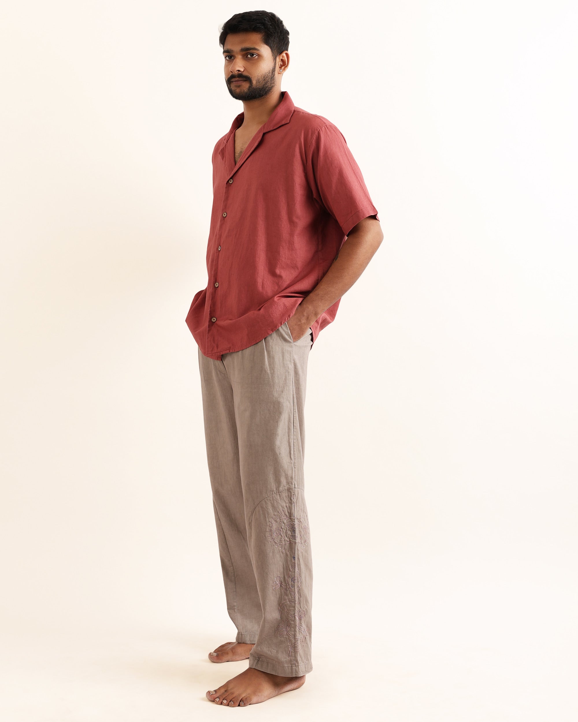 ROOP RUSSET AARI HAND EMBROIDERED UNISEX SHIRT