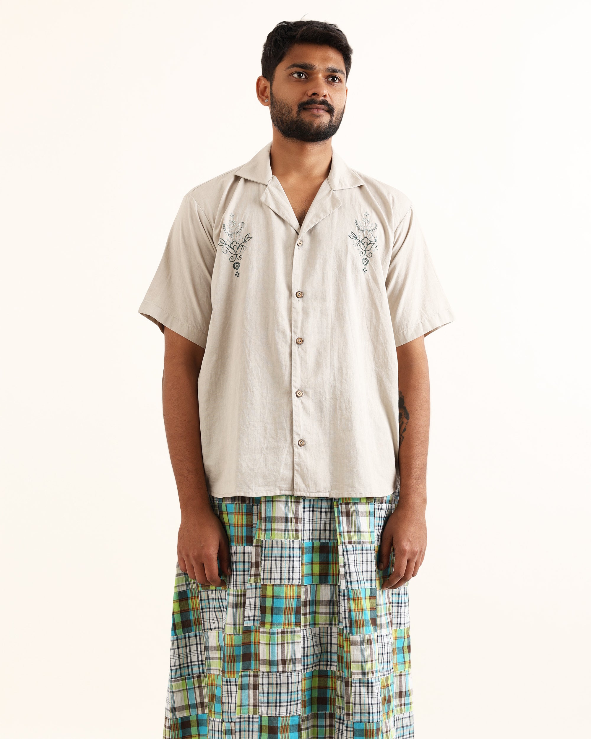 THAPA GREY AARI HAND EMBROIDERED UNISEX SHIRT