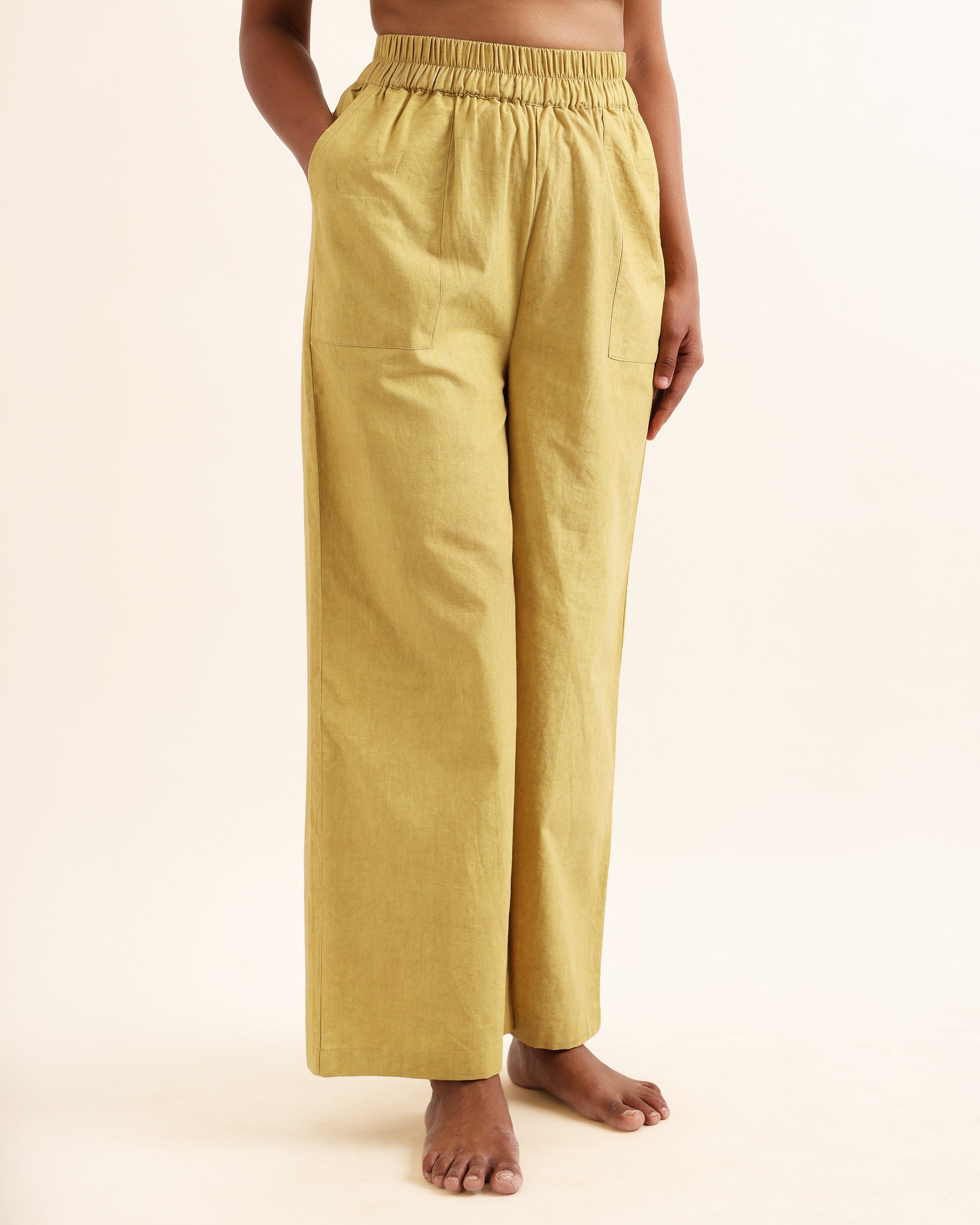 TULA YELLOW FRONT POCKET BROAD PANTS