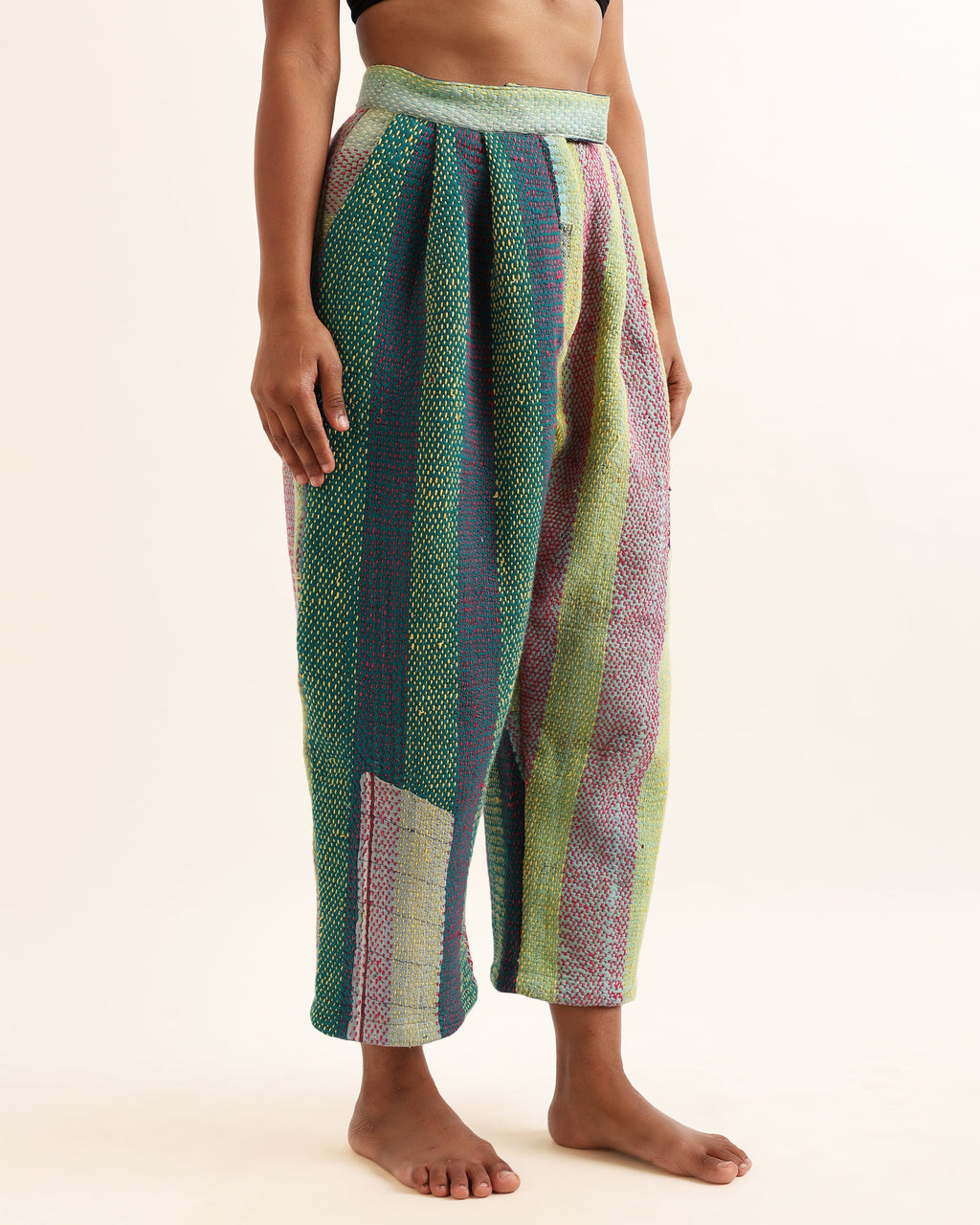 Chhobol Front Pleat Kantha Pants