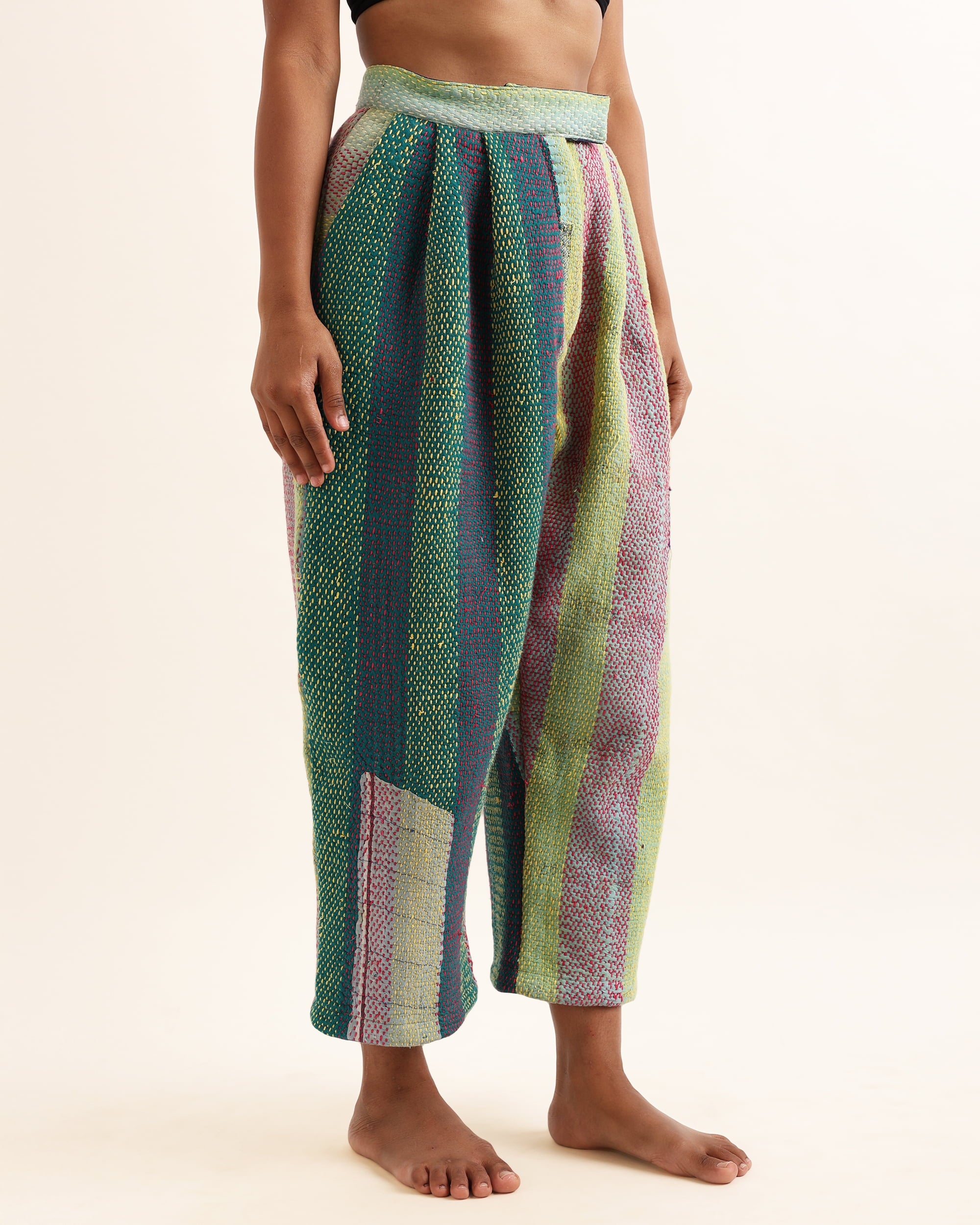 Chhobol Front Pleat Kantha Pants
