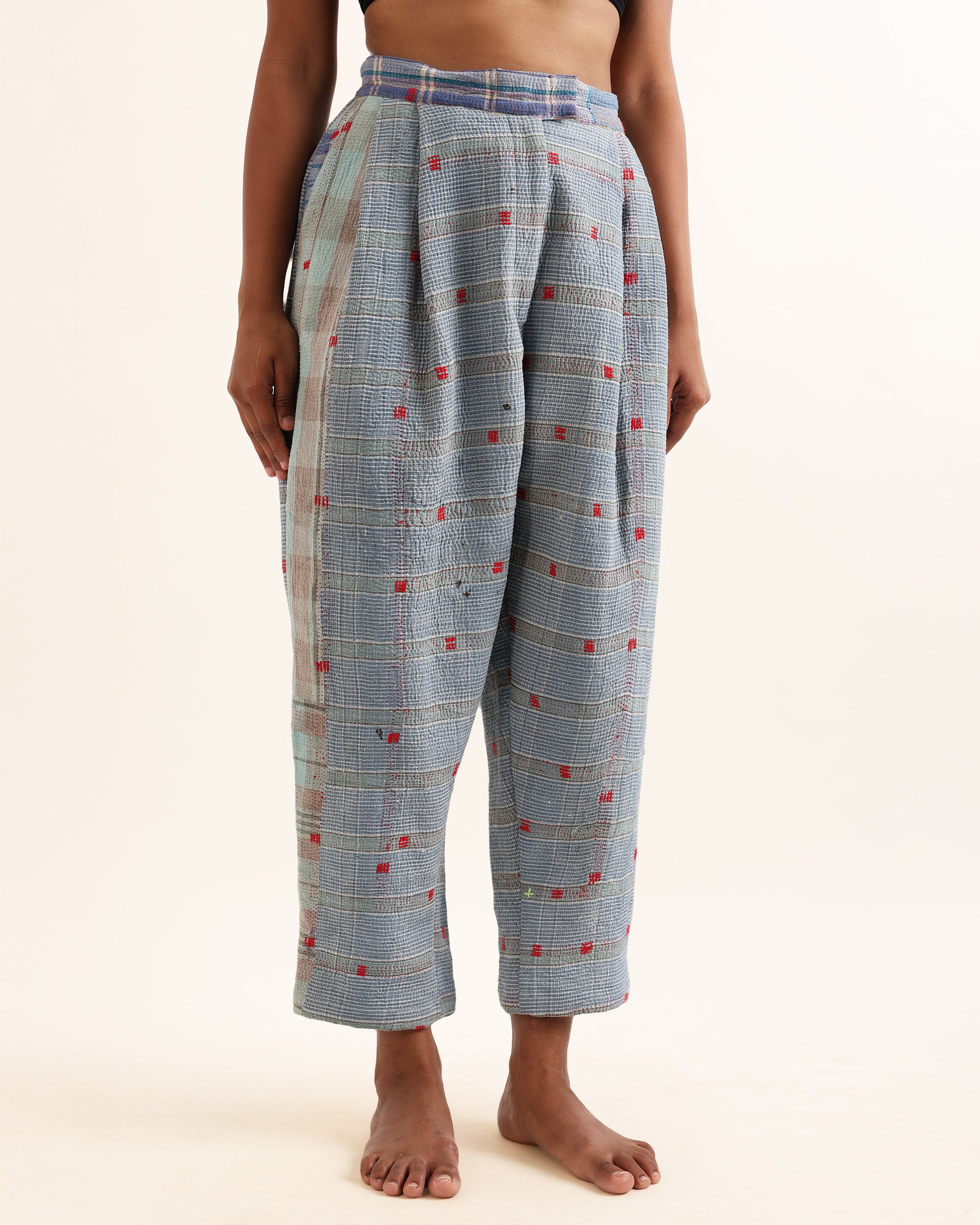 Chhobol Front Pleat Kantha Pants