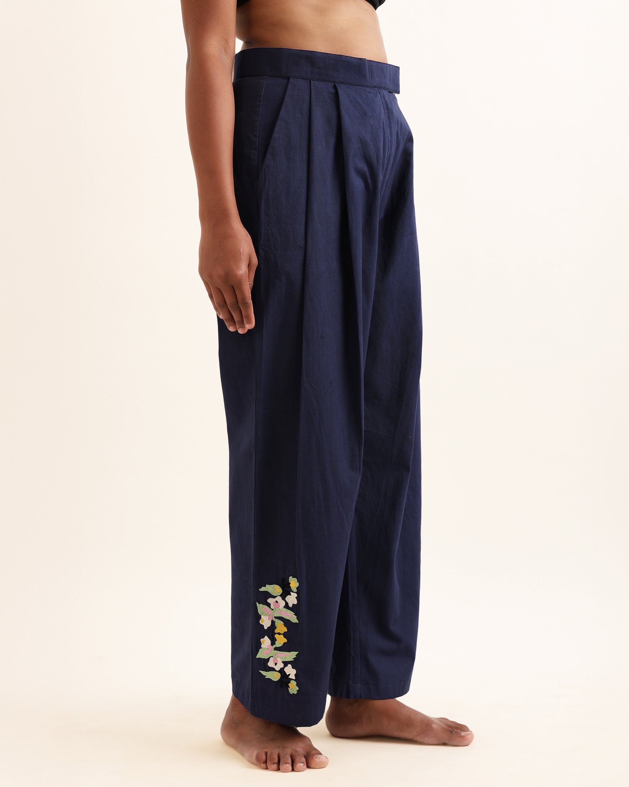 MIERA NAVY FRONT PLEAT DANDY PANTS