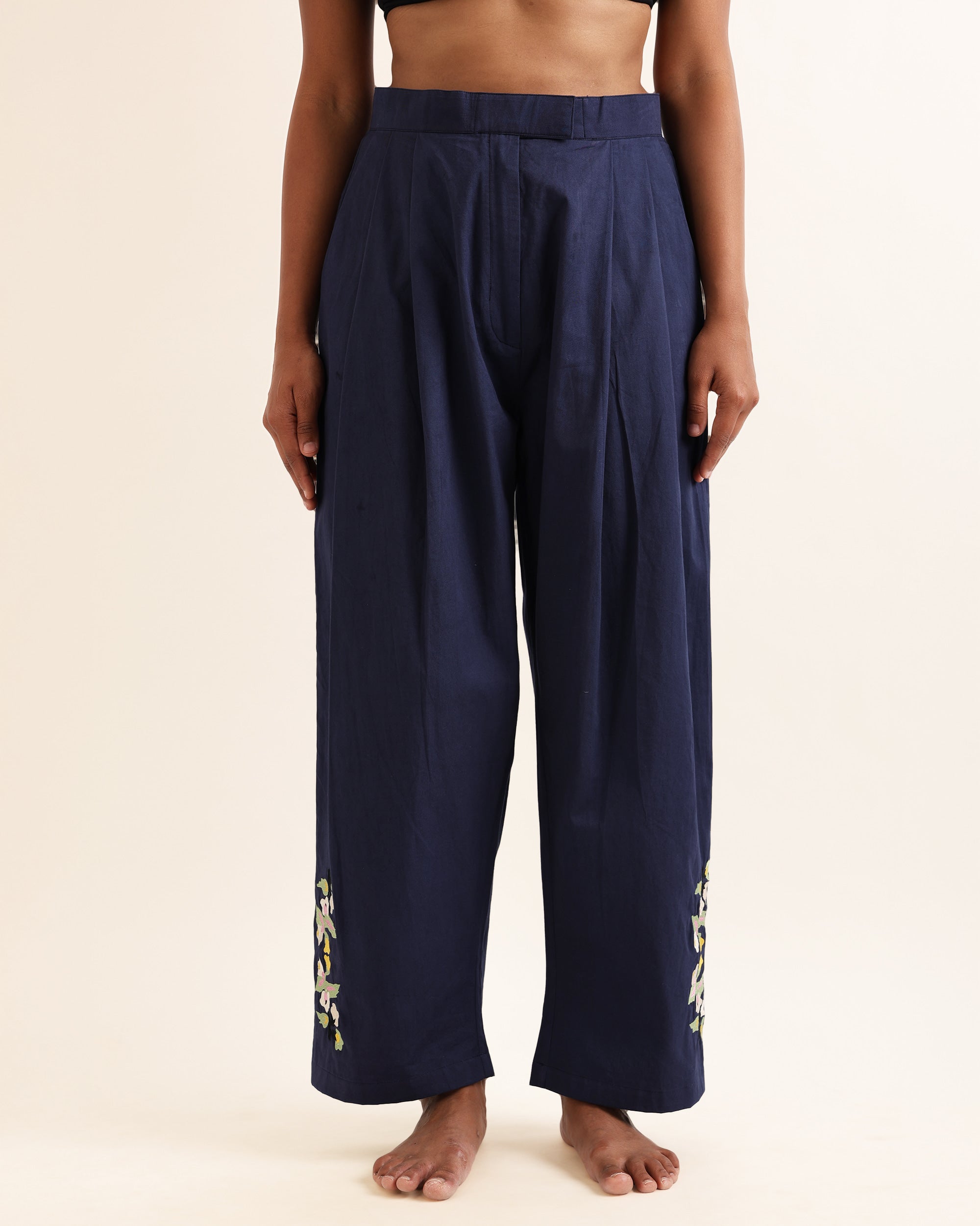 MIERA NAVY FRONT PLEAT DANDY PANTS