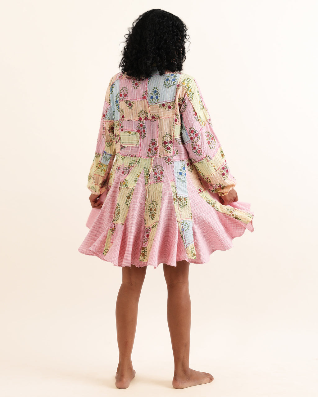 FLORO UPCYCLED ONE OF A KIND FLARED DRESS