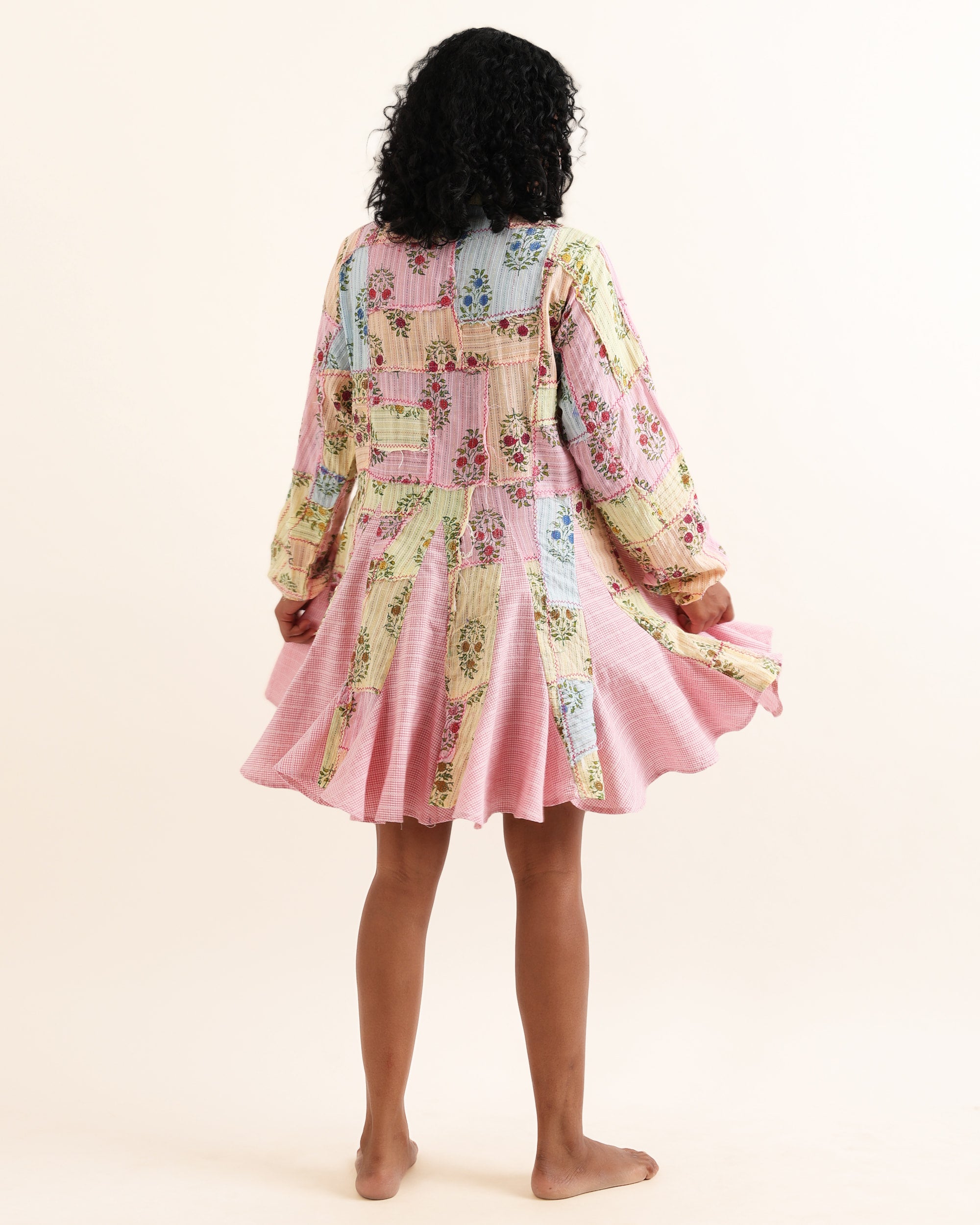 FLORO UPCYCLED ONE OF A KIND FLARED DRESS