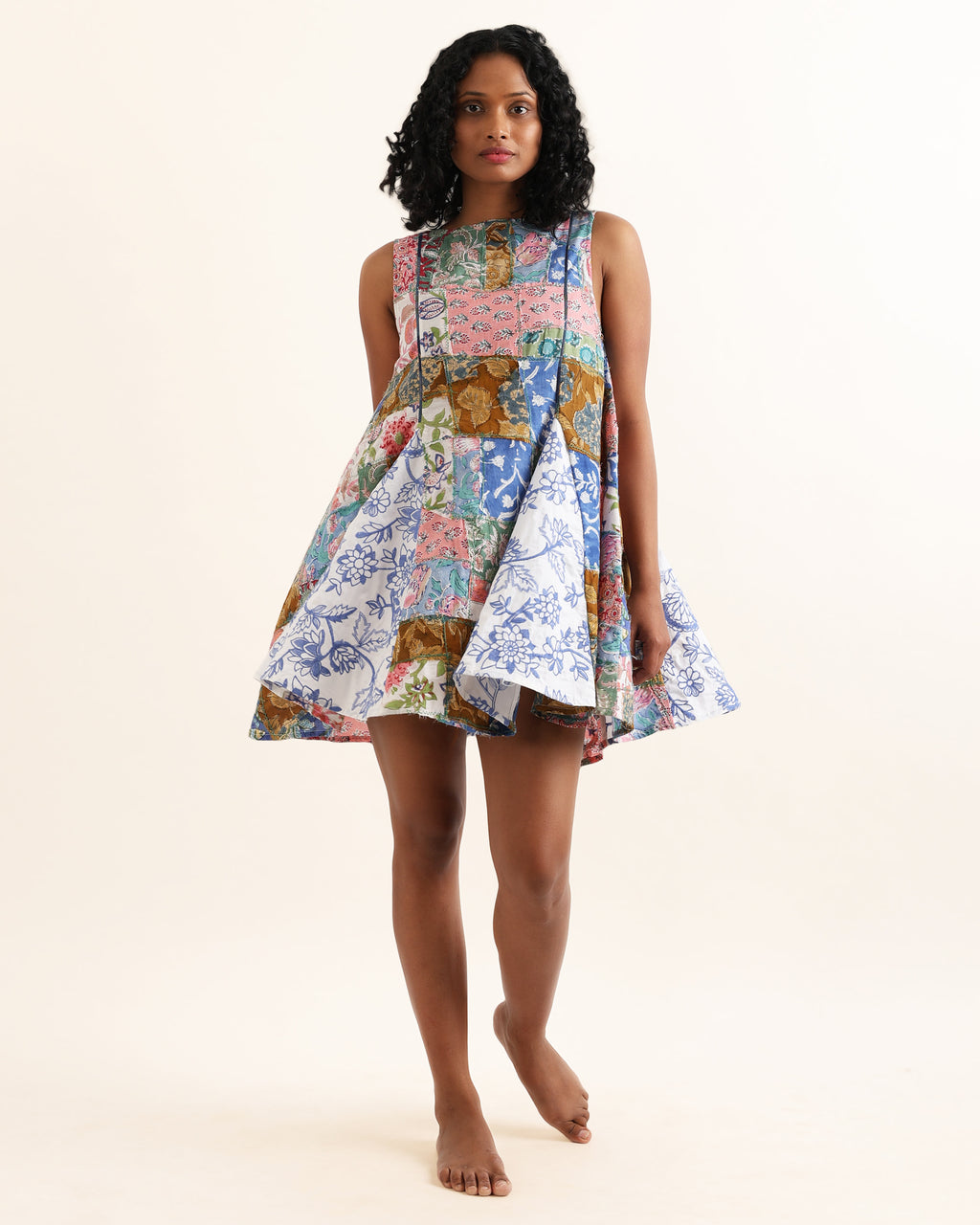RUMI UPCYCLED ONE OF A KIND GODET SHORT DRESS