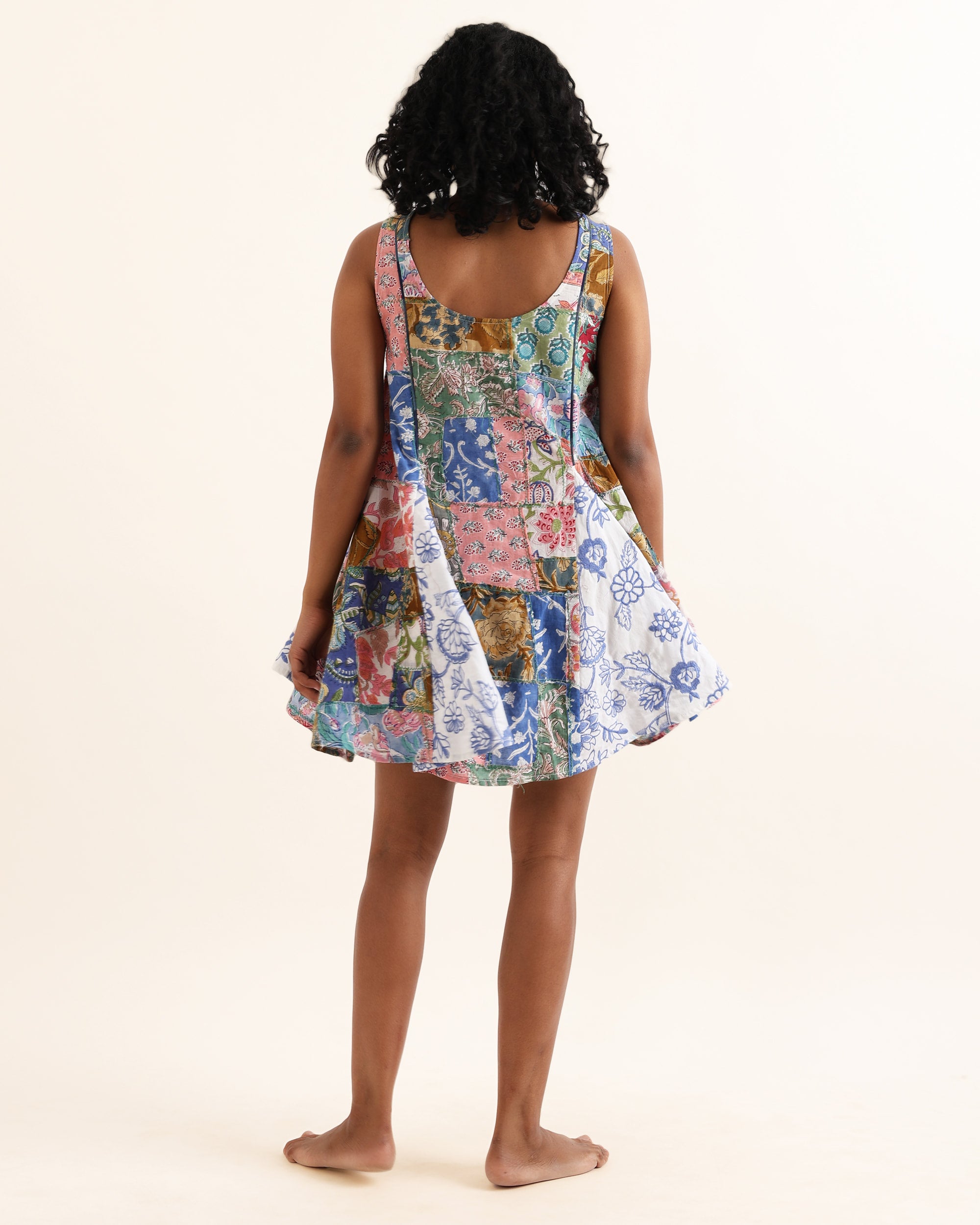 RUMI UPCYCLED ONE OF A KIND GODET SHORT DRESS