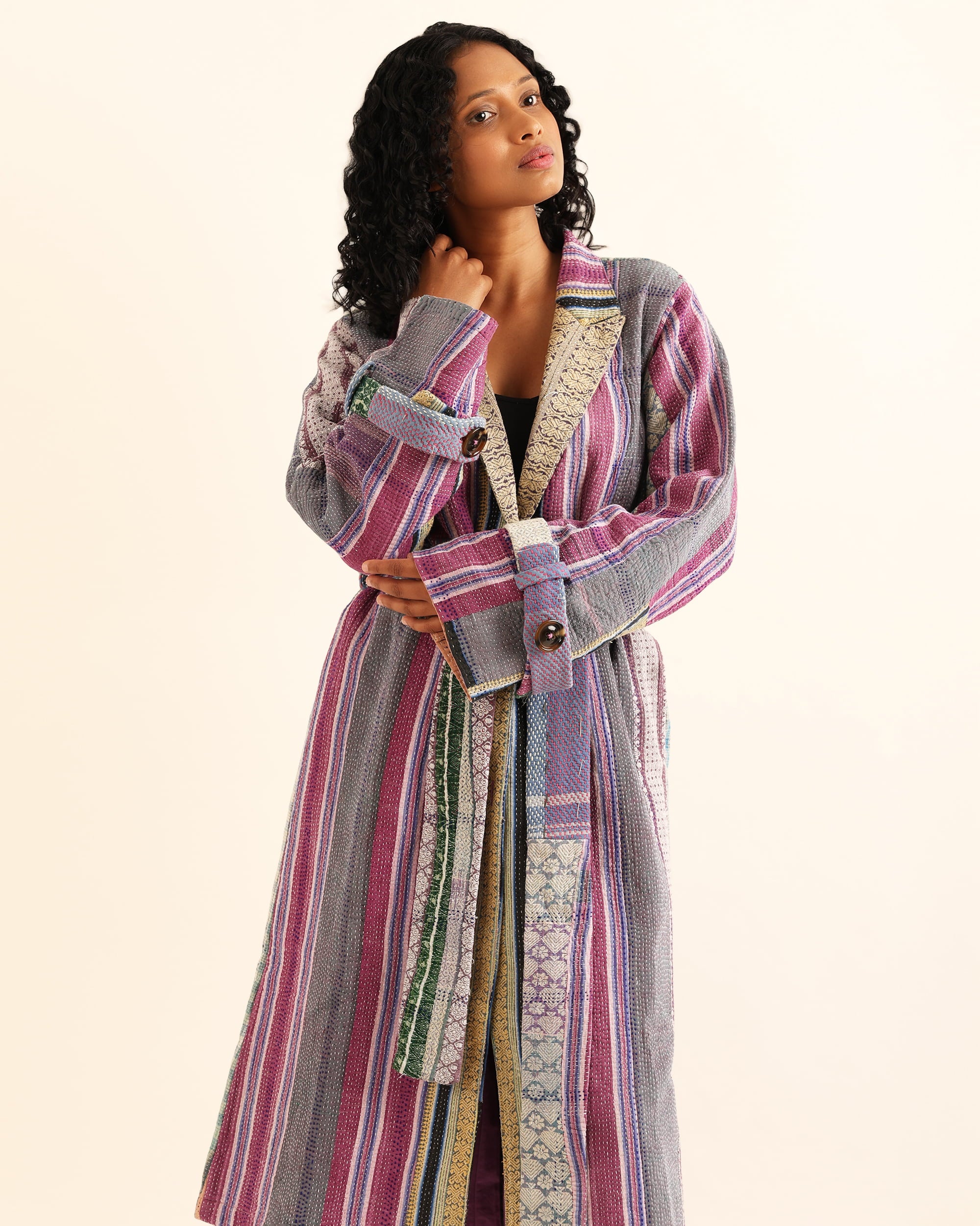 Rongon Trench Kantha Jacket