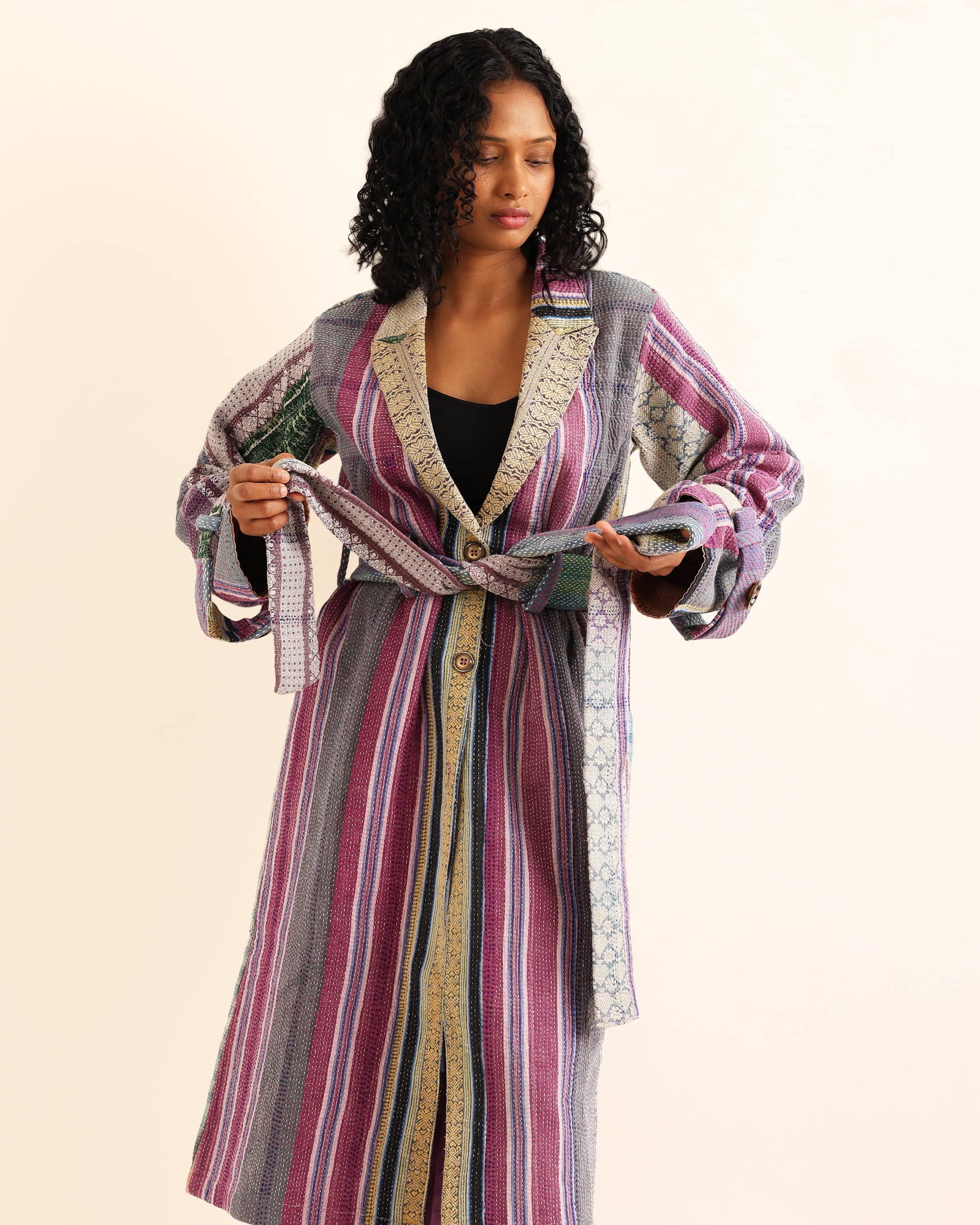 Rongon Trench Kantha Jacket