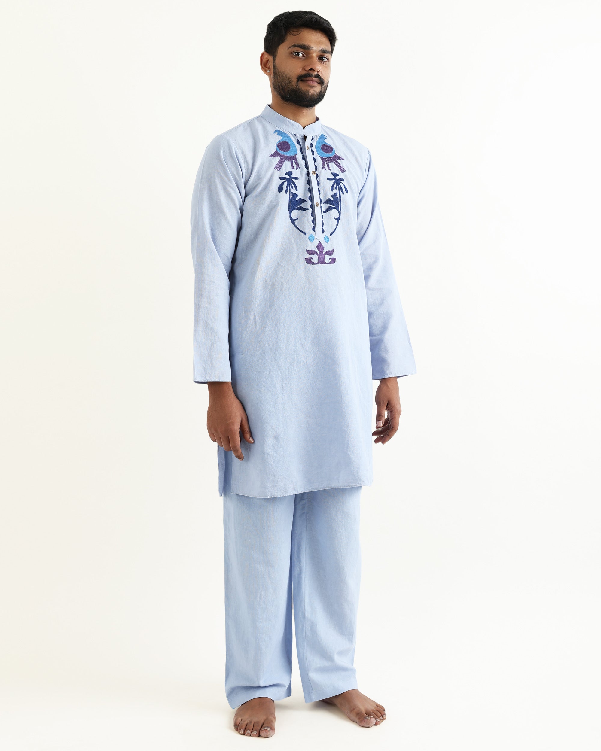 MAYURE BLUE HAND EMBROIDERED CO ORD