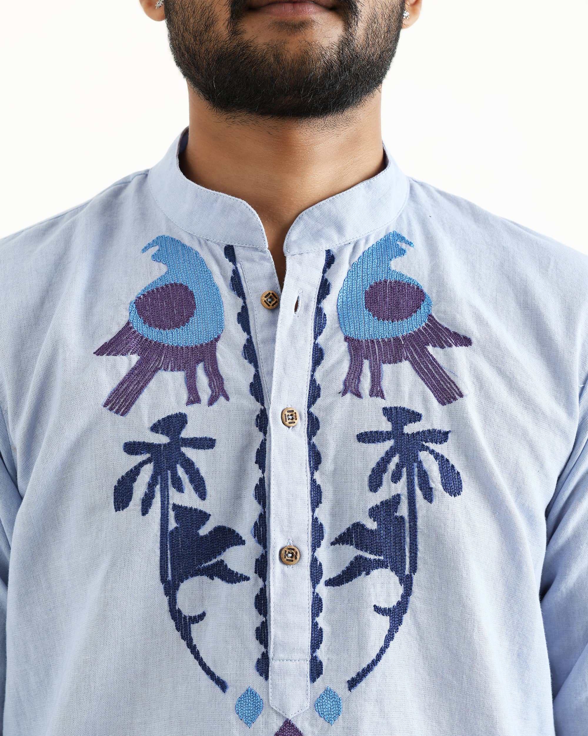 MAYURE BLUE HAND EMBROIDERED CO ORD