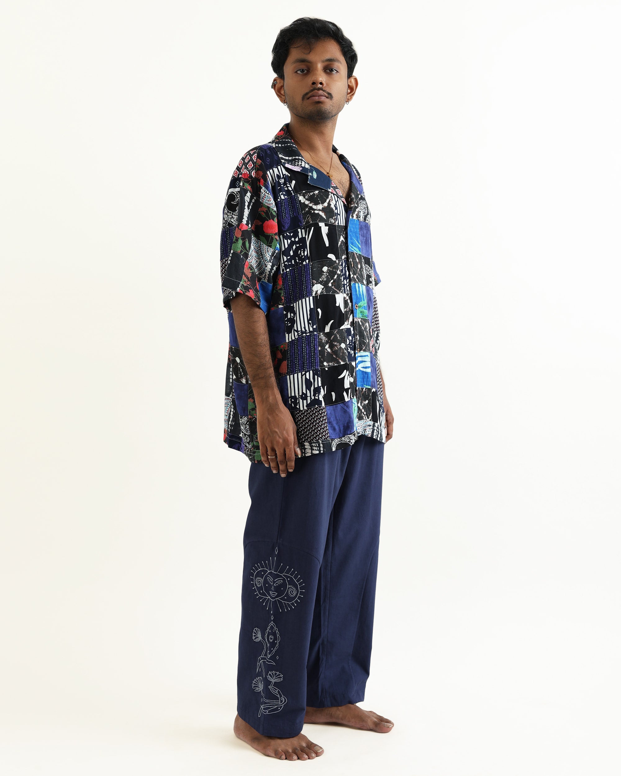 WOODBOY UNISEX UPCYCLED CAMP COLLAR SHIRT