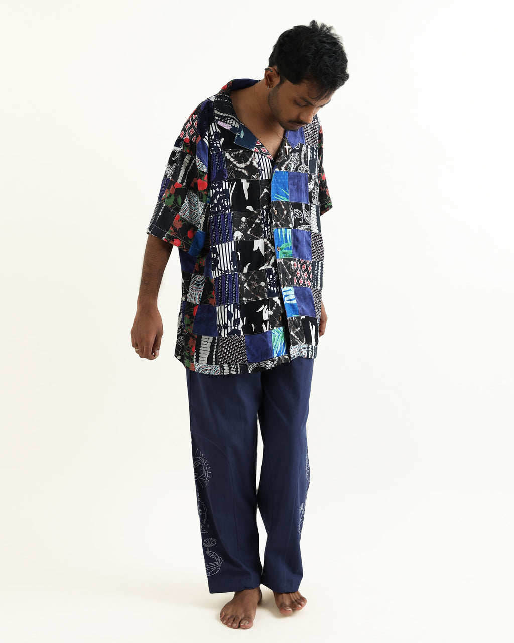 WOODBOY UNISEX UPCYCLED CAMP COLLAR SHIRT