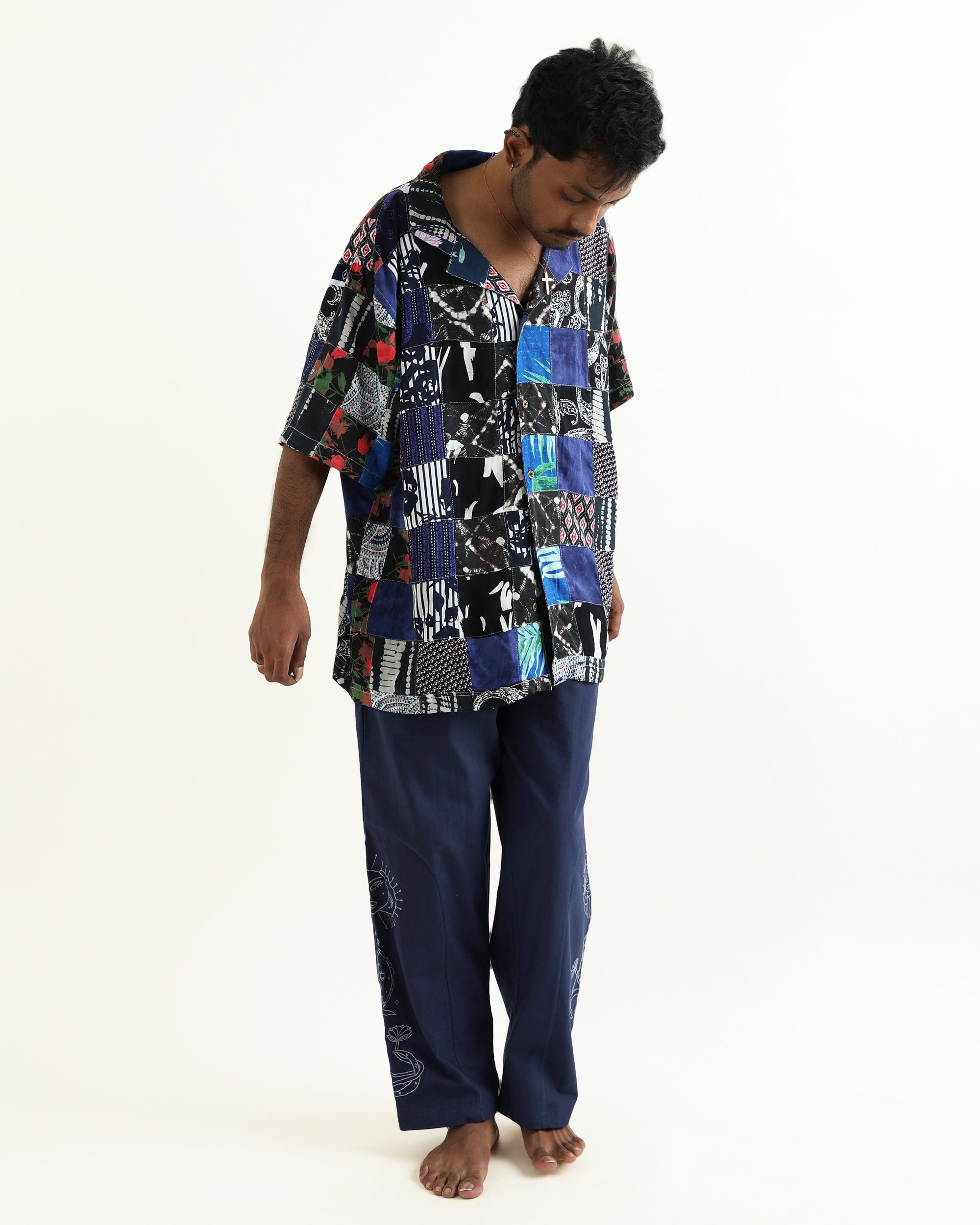 WOODBOY UNISEX UPCYCLED CAMP COLLAR SHIRT