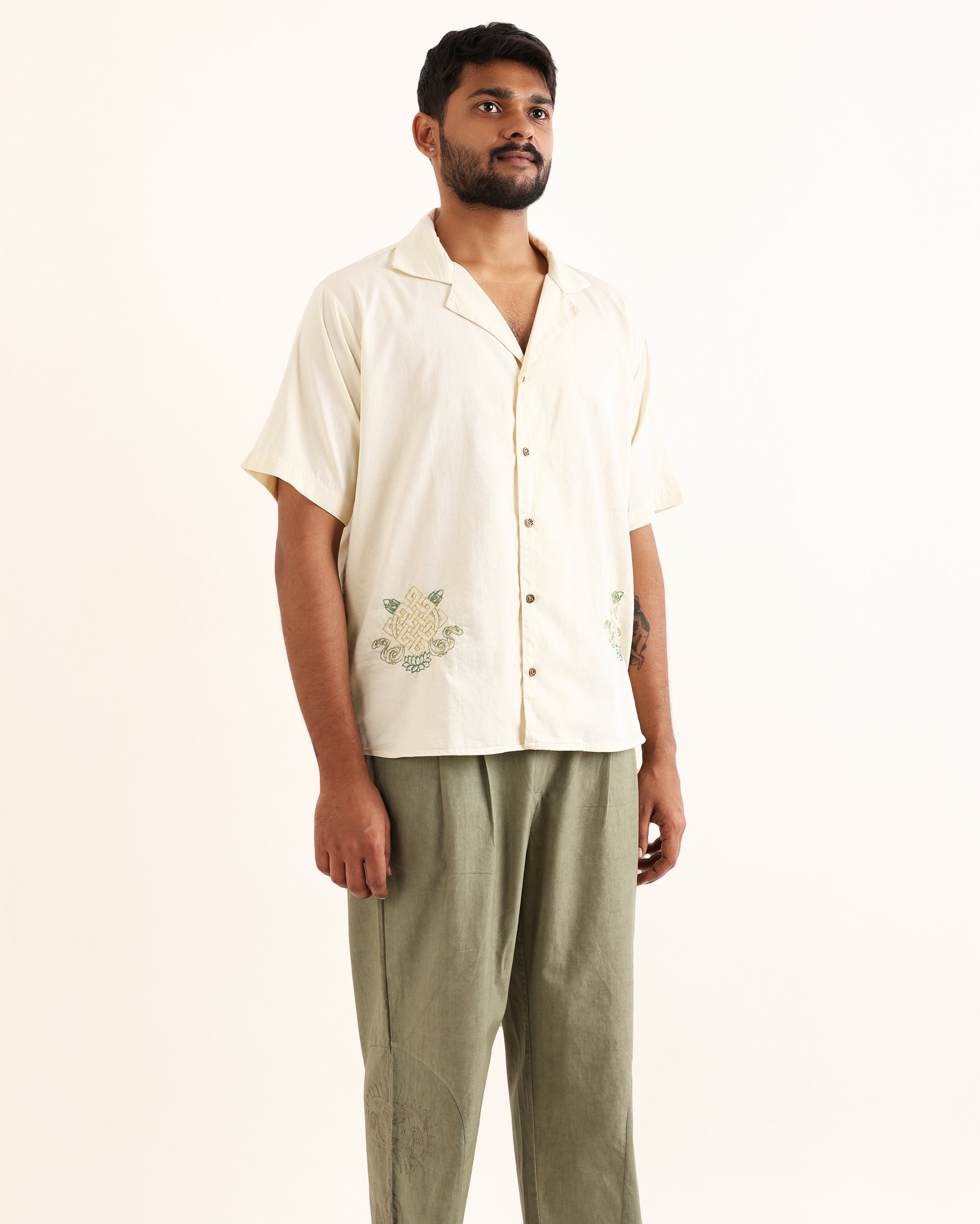 SAMSARA IVORY AARI HAND EMBROIDERED UNISEX SHIRT
