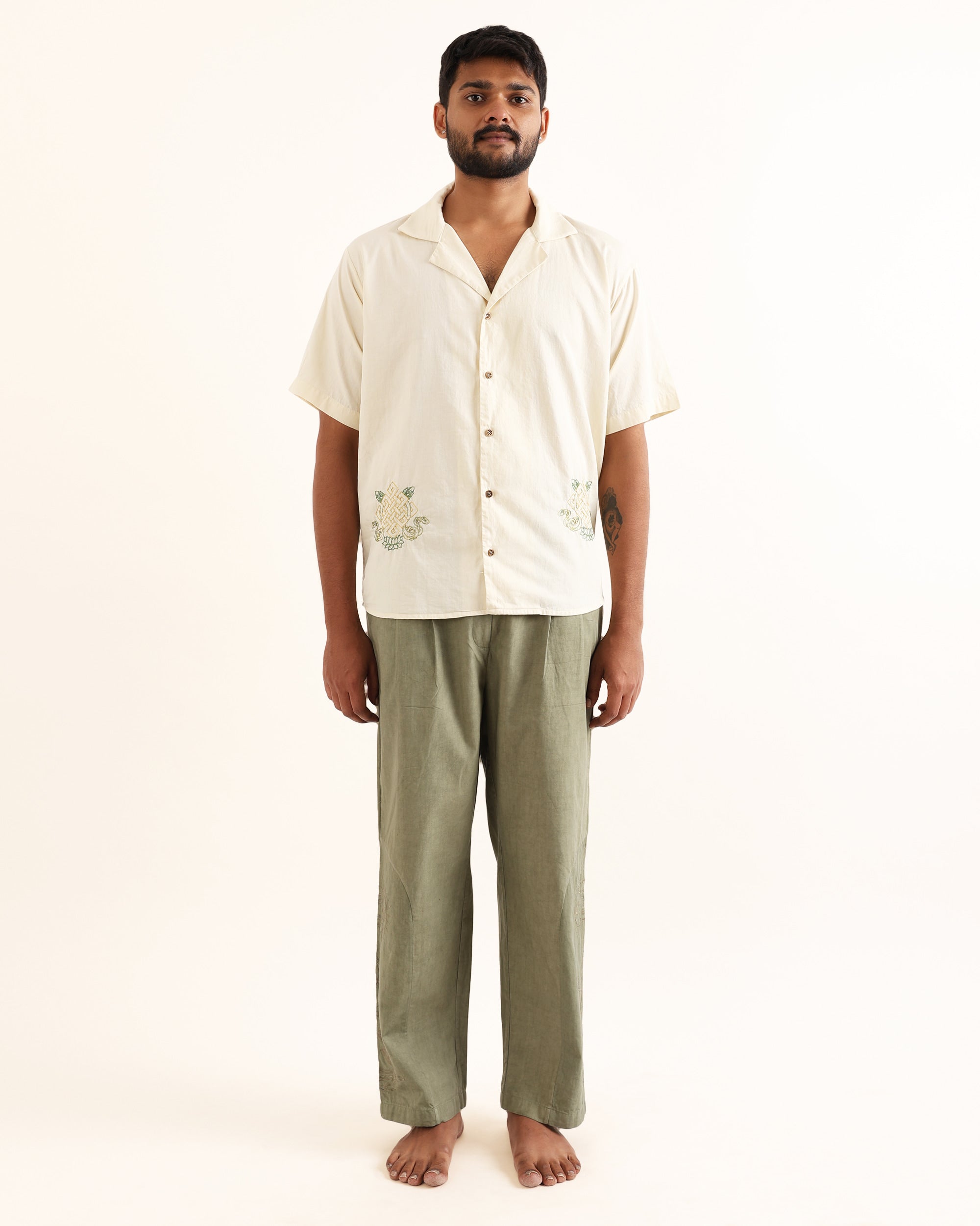 SAMSARA IVORY AARI HAND EMBROIDERED UNISEX SHIRT