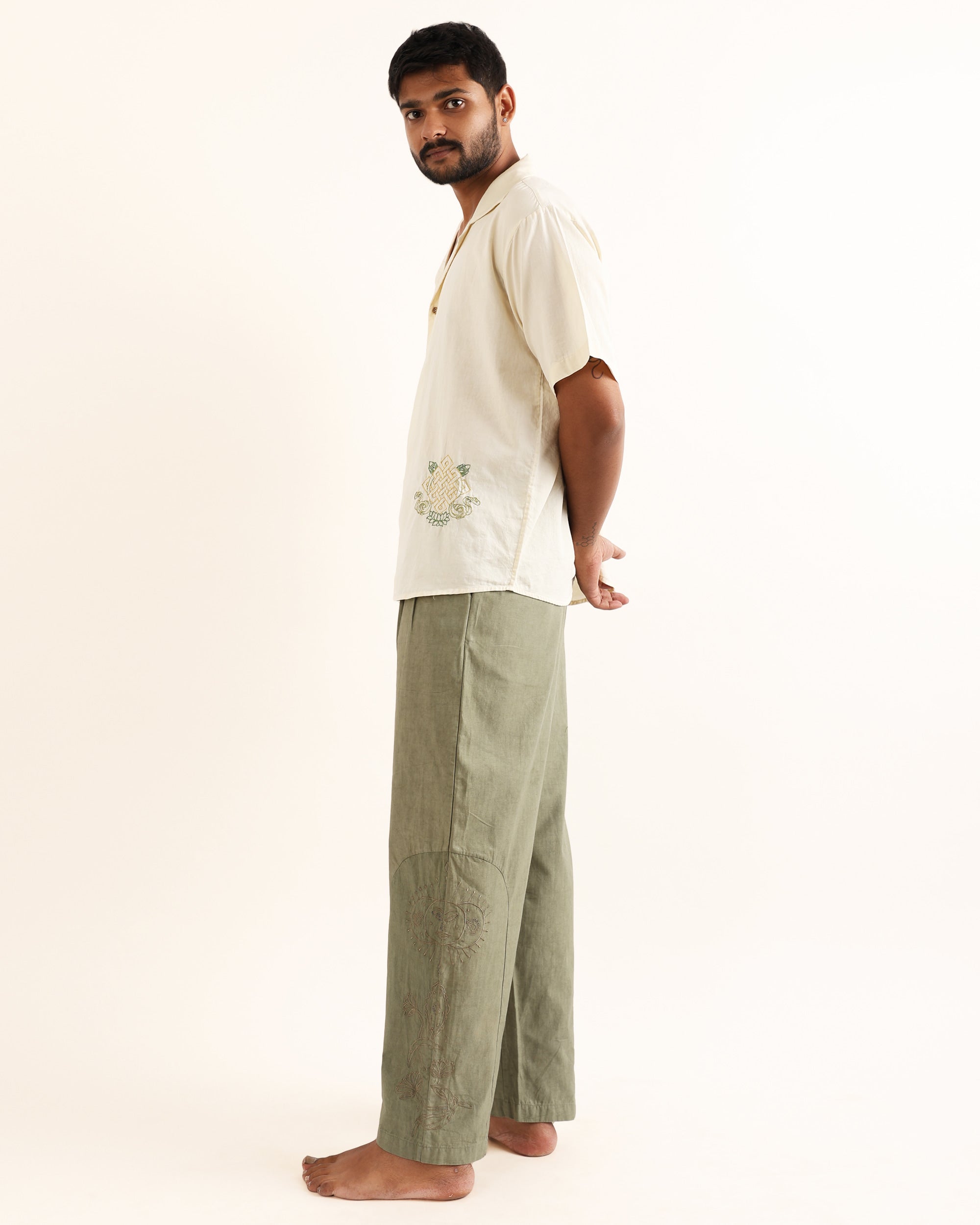 SAMSARA IVORY AARI HAND EMBROIDERED UNISEX SHIRT