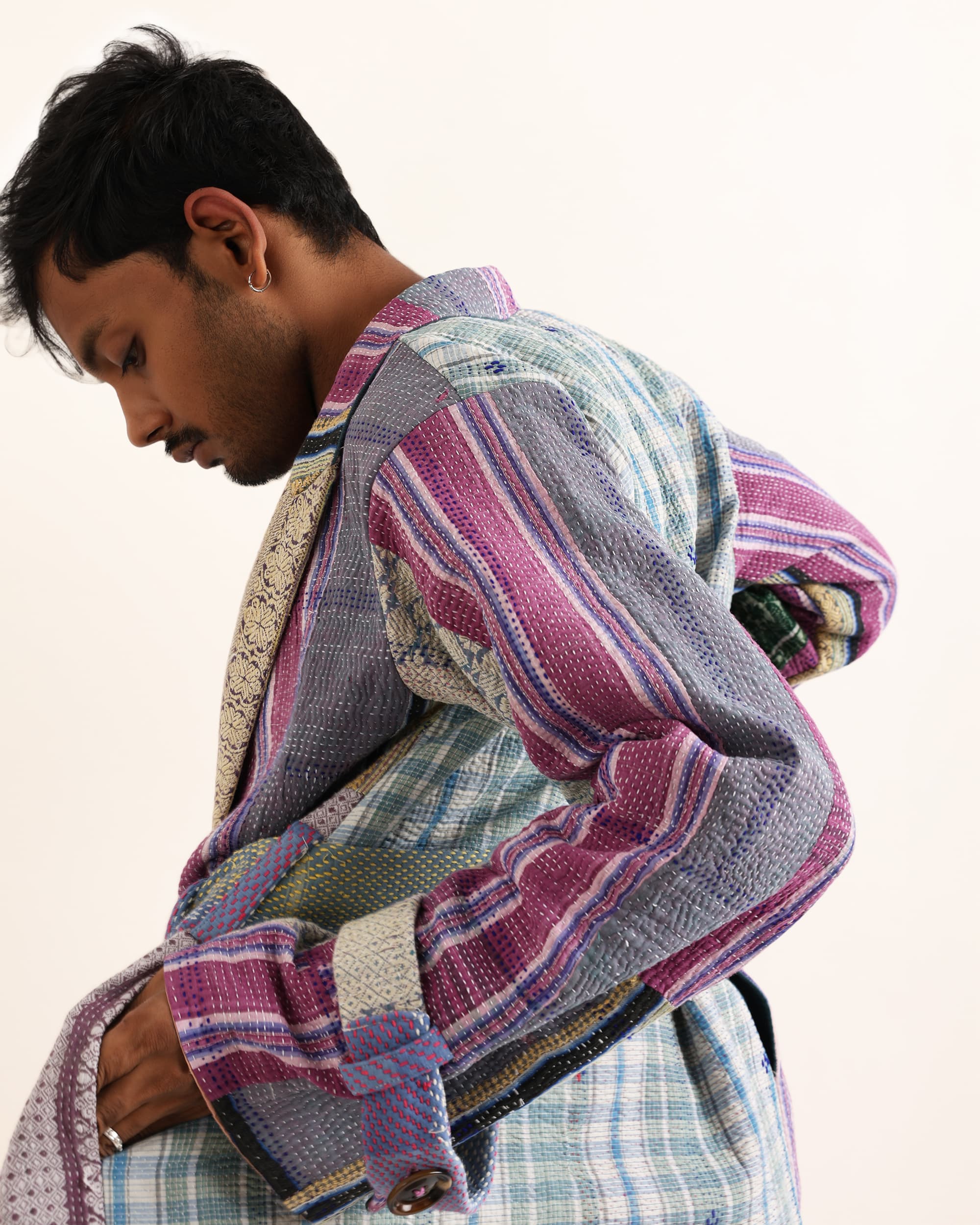 Rongon Trench Kantha Jacket